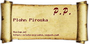 Plohn Piroska névjegykártya